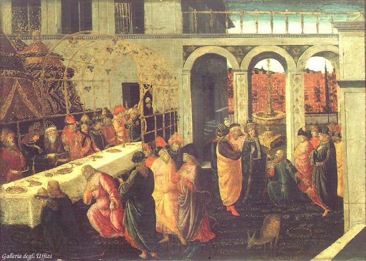JACOPO del SELLAIO The Banquet of Ahasuerus wg Spain oil painting art